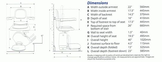 picture of brooks stairlift dimensions